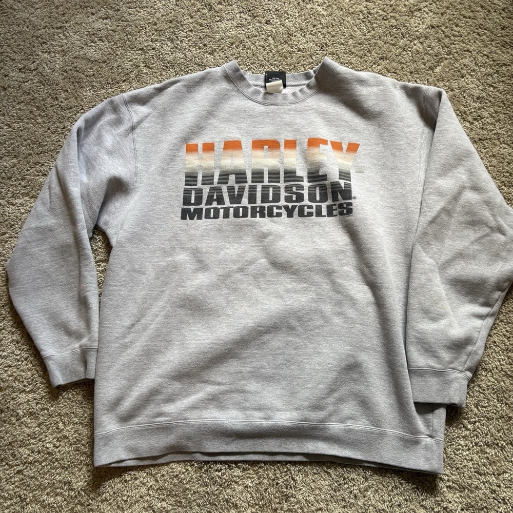 Vintage Y2K Harley Davidson Sweatshirt Crewneck Double Aided Men's XL‎ Gray